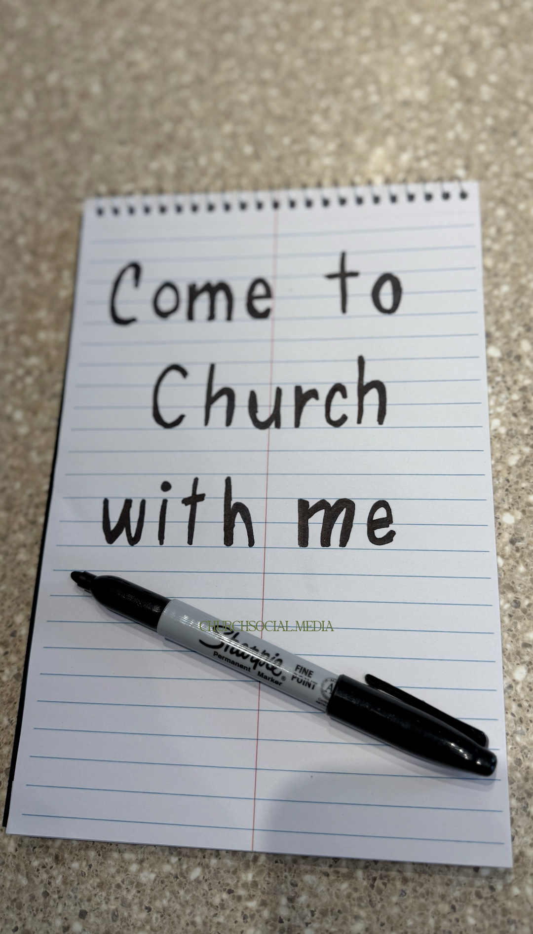 Come to Church notebook invite